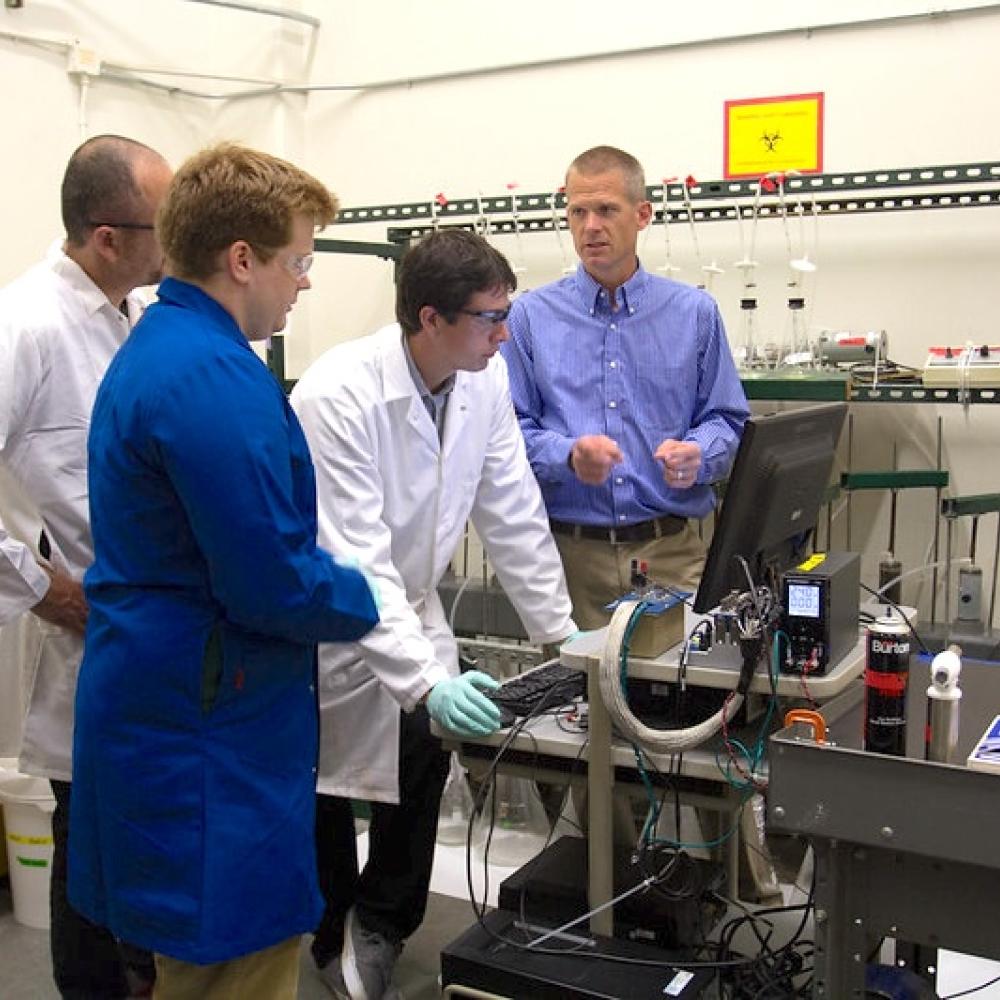 Students attending lab