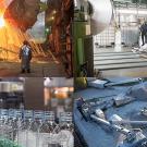 Collage of steel, aluminum plastic and cement manufacturing 