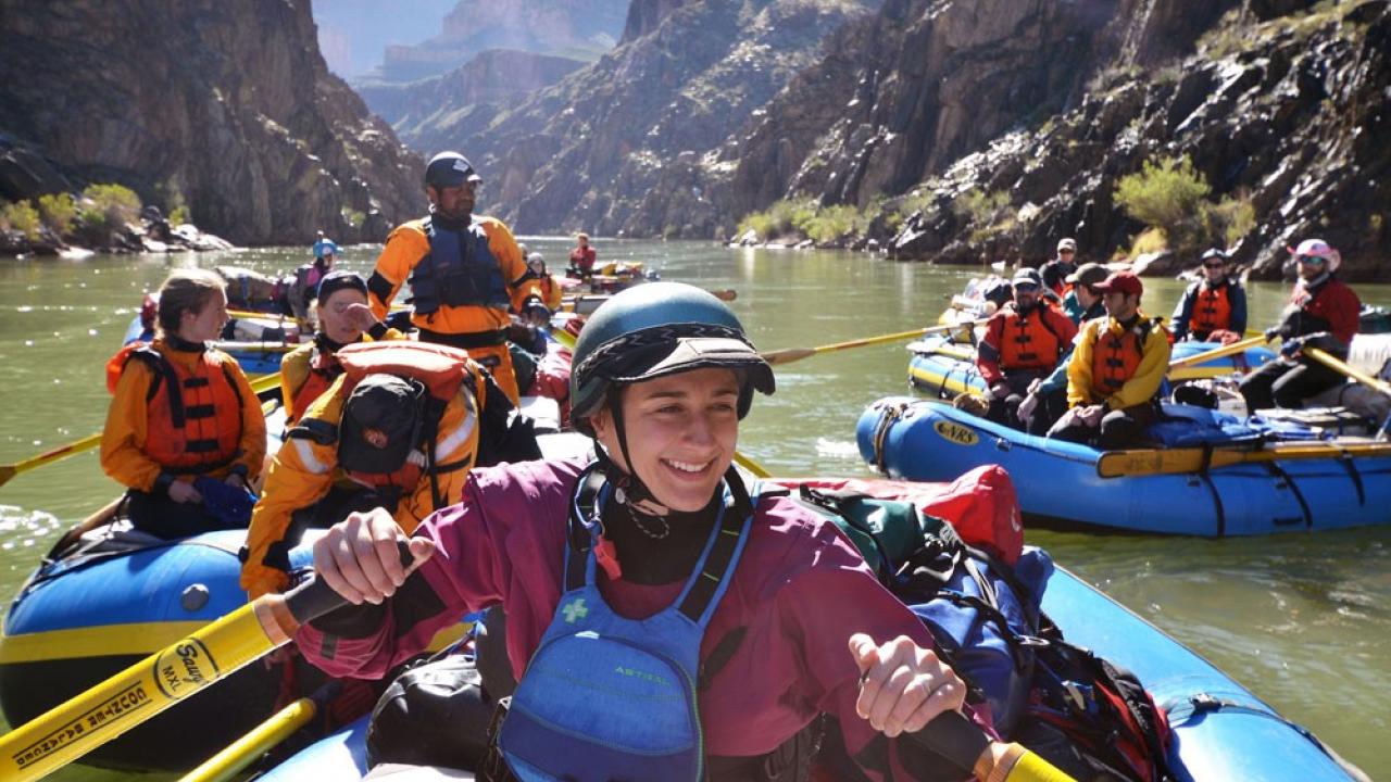 Ann Willis leads a whitewater tour on the Colorado River for UC Davis’ Grand Canyon Class. Photo: Amy Quinton/UC Davis Ann Willis